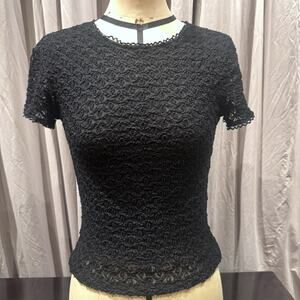 Ann Ferriday VTG Snowflake Lace Top S